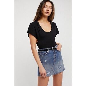 FREE PEOPLE HARVEY DENIM MINI SKIRT